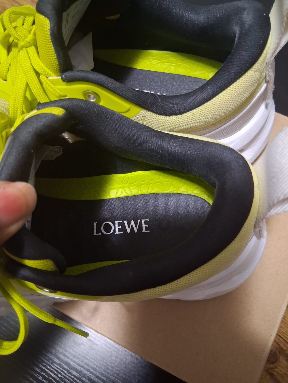 Loewe Neon Yellow and Cream Athletic Sneakers - Picture 3 of 16